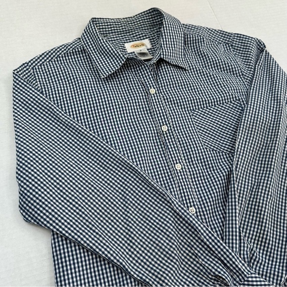 Talbots Lightweight Cotton Blue Check Long Sleeve Blouse, M - Picture 3 of 7